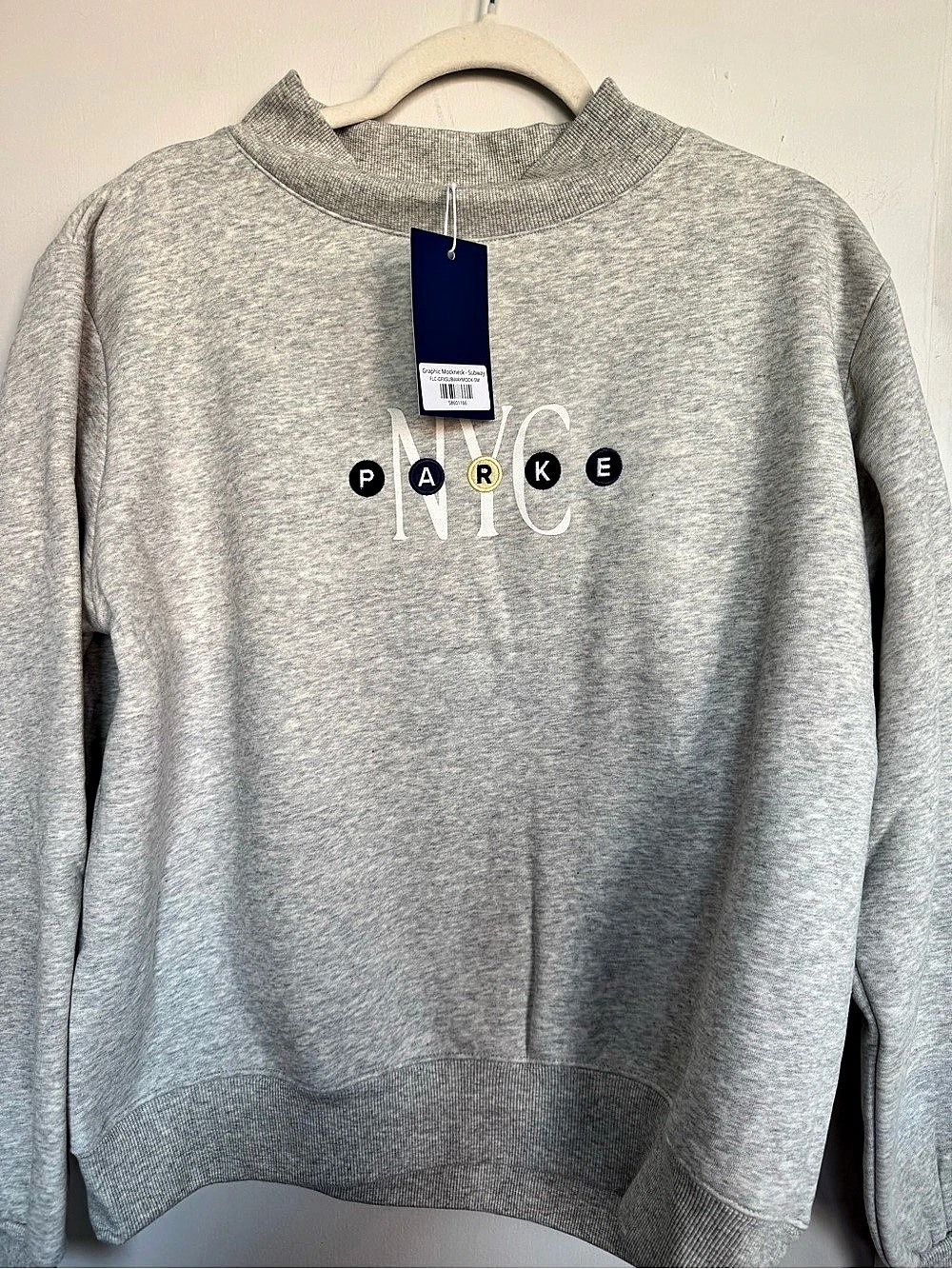 PARKe Graphic Mockneck - Subway Gray S/M NWT